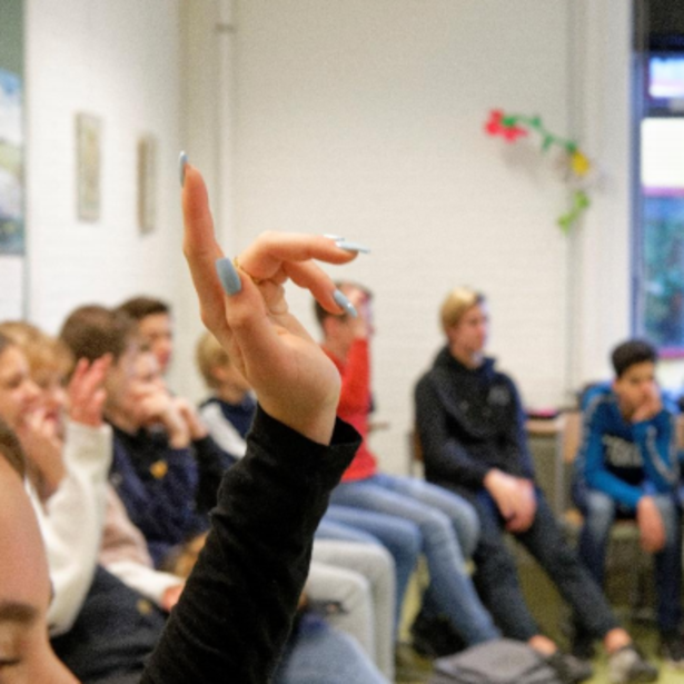 Student discussion in a classroom